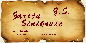 Zarija Šiniković vizit kartica